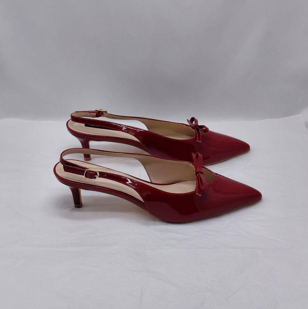 French Connection Slingback Heels Womens Size 10 Red Patent Pointed Toe Pumps